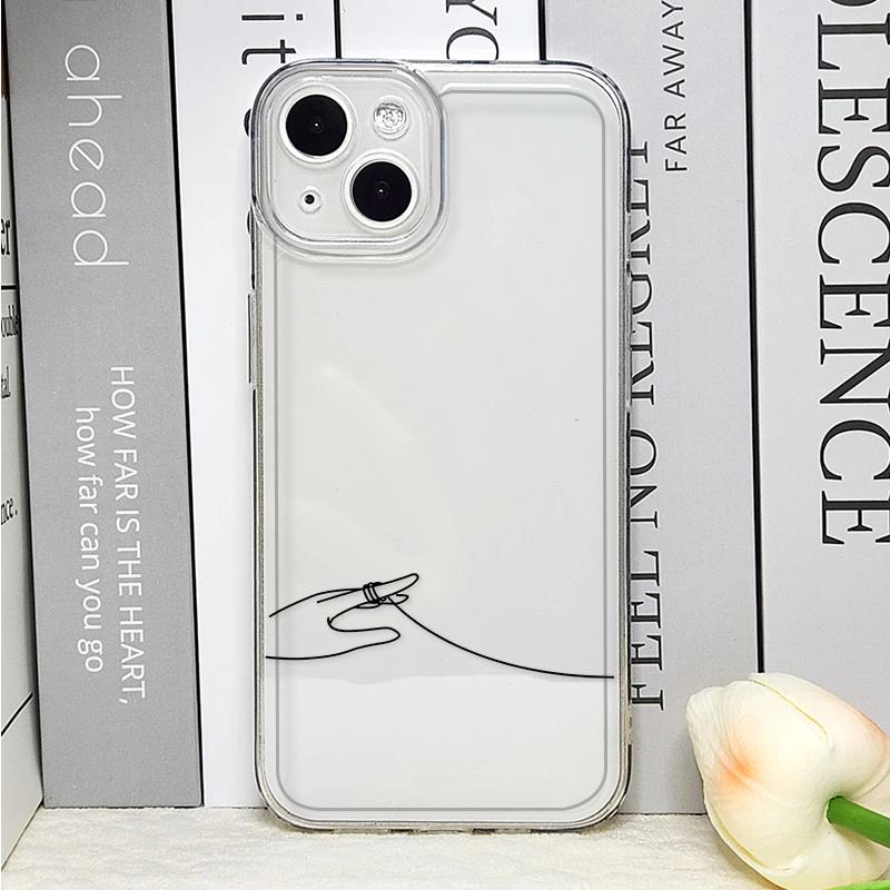 Чехол для телефона с простыми линиями для влюбленных, парный, для IPhone 16 Pro Max 15 14 13 12 11 Mini X XR XS SE2 7 8 14 Plus, мягкий чехол, парная оболочка