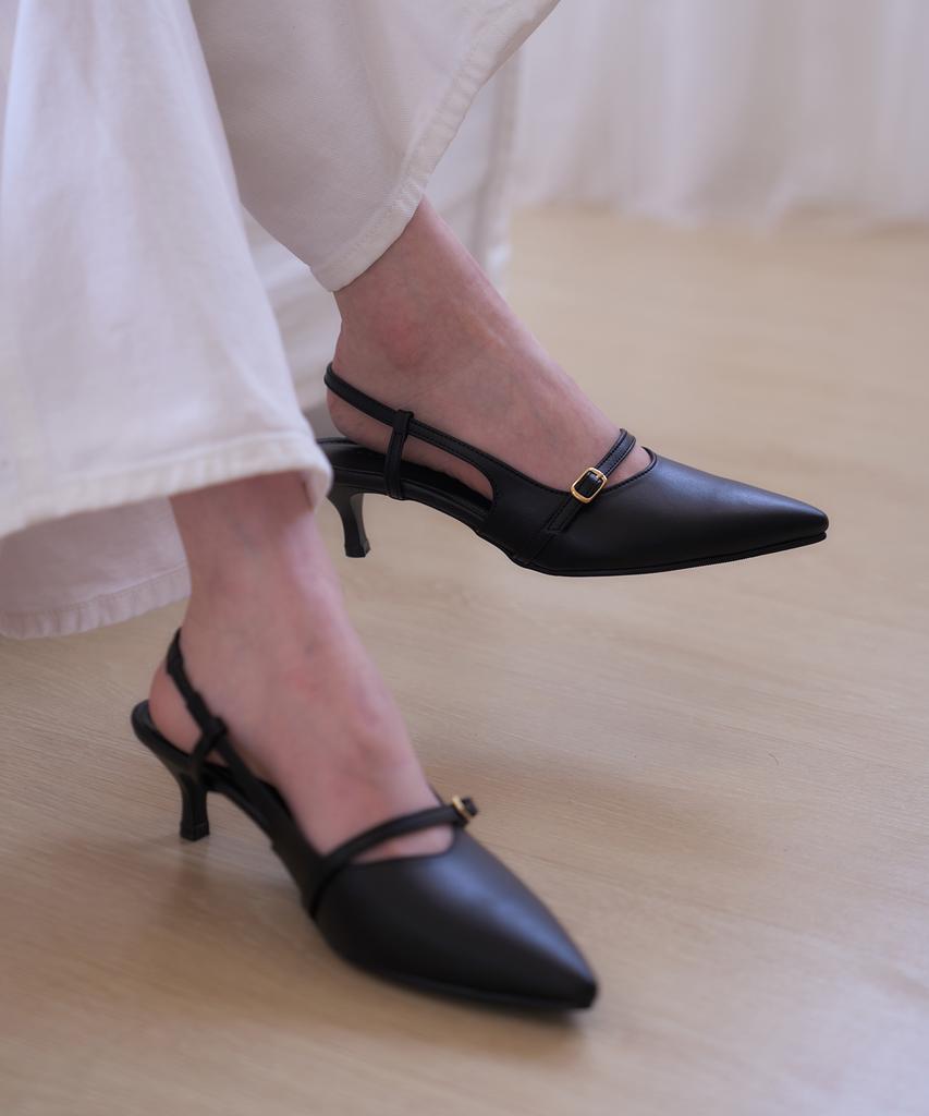 Женская туфля Mary Jane на kitten heel с ремешком на пятке, Кастомная, 5 см, Кейт (Cw0094Bk)