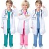 7PCS Children Doctor Nurse Costume Set for Role Play Pink/Green/Blue Medical Scrubs with Stethoscope Halloween Dress Up Clothes