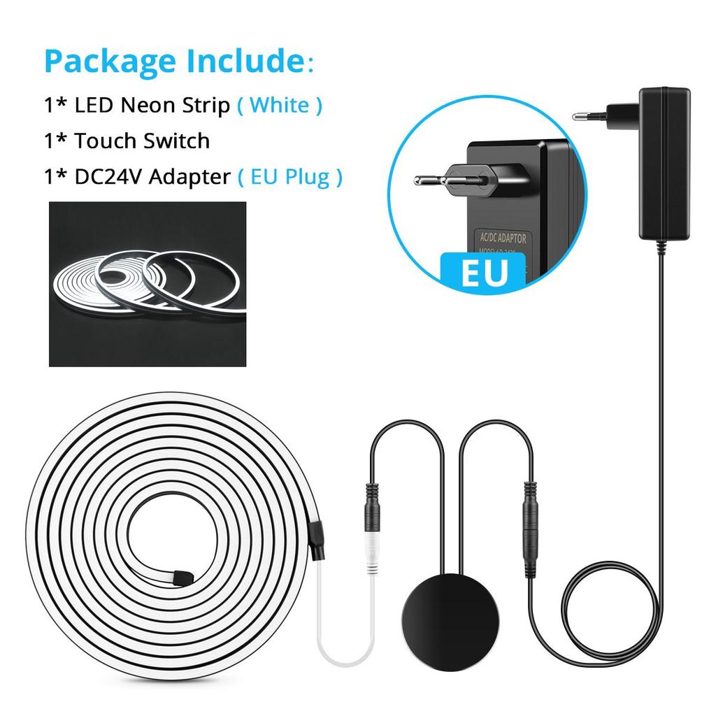 DC24V Black Silicone Tube LED Neon Light Strip With Penetrable Wood Wireless Touch Dimmer Switch DIY Kitchen Cabinet Night Lamp