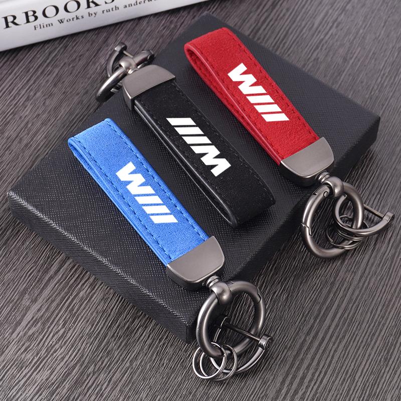 Car Keychain Key Ring Men Women Suede Leather Luxury Keyring For BMW M Power Performance M3 M5 X1 X3 X5 X6 E46 E39 E36 E60 E90 fsbm73