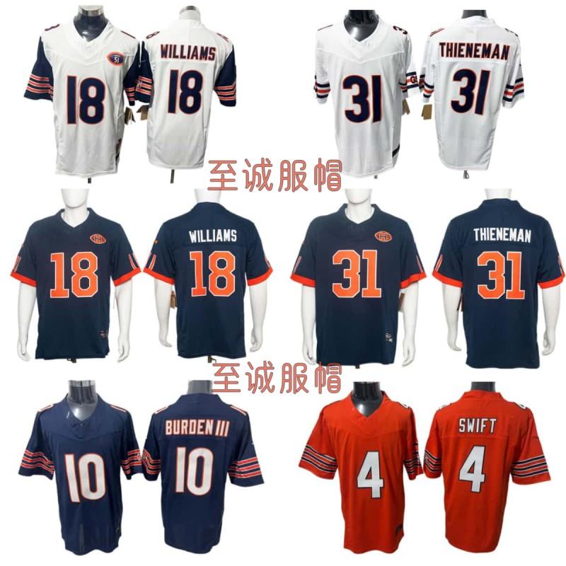 Chicago Bears Vintage Retro Football Jersey Men Embroidered Cotton Blend Sports Fan Apparel