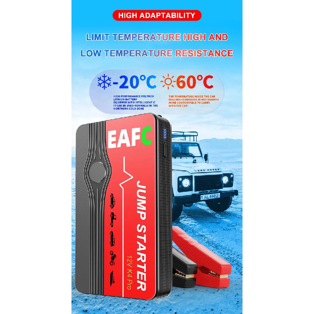 EAFC Портативное пусковое устройство для автомобиля Стартер Аккумуляторный Power Bank 12В 600А Пусковое устройство Авто Бастер Аварийный бустер Автомобильное зарядное устройство Запуск двигателя