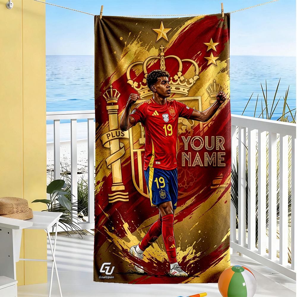 Lamin Yamal Customize Your Name Beach Towel Quickdry Soft Microfiber Perfect For Traveling Yoga Camping And Swimming