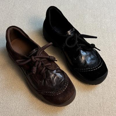 Новые ретро британские туфли с круглым носком, универсальный нишевый дизайн, удобные на шнуровке, темпераментные, спортивная мода, красивые повседневные туфли