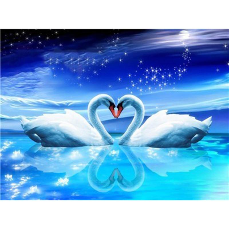 DIY Swan 5D Diamond Painting Full Round Drill Animal Diamond Embroidery Cross Stitch Mosaic Kits Wall Art Home Decor
