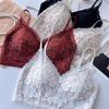 Sexy pure lace beautiful back chest wrap women's fixed cup gathering underwear without steel ring bra short suspender vest tide
