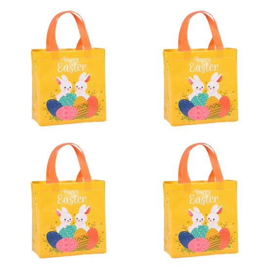4 шт. пасхальная сумочка с портативной ручкой, красочное яйцо, кролик, нетканая ткань, сумка-тоут для покупок, подарочная сумка, подарок на фестиваль счастливой Пасхи