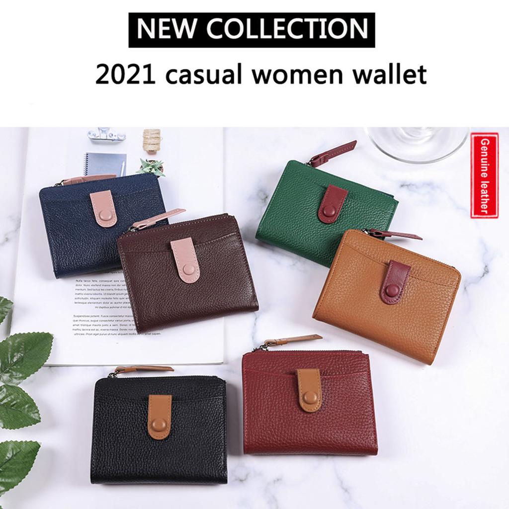 Женский кошелек из натуральной кожи с коротким абзацем, модный новый первый слой из воловьей кожи, сумка для карт, женский маленький кошелек на молнии