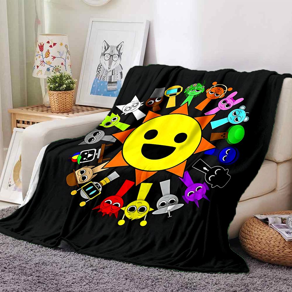 1Pc Colorful Sprunki Characters Blanket For Couch Bed Plush Cozy Fuzzy Blanket Super Soft Warm Blankets For Fall And Winter 0918293