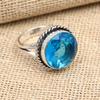 Blue Topaz Gemstone Handmade 925 Solid Sterling Silver Jewelry Ring For Women