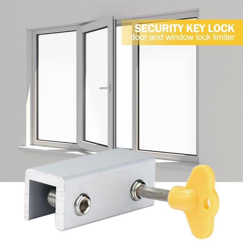 Security Anti-theft Key Lock Aluminum Alloy Window Sliding Doors Restrictor Door Household Hardware for Baby Kids Safety