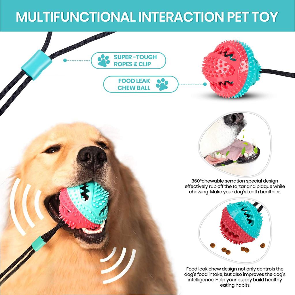 Dog Toys for Aggressive Chewers Interactive Teething Boredom and Stimulating Tug of War Suction Cup Puzzle Indestructible Rope