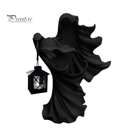 Статуэтка посланника ада на Хэллоуин с фонарем, черно-белая ведьма, призрачный свет, смоляная статуэтка, скульптура, украшение для внутреннего и наружного сада, орнамент