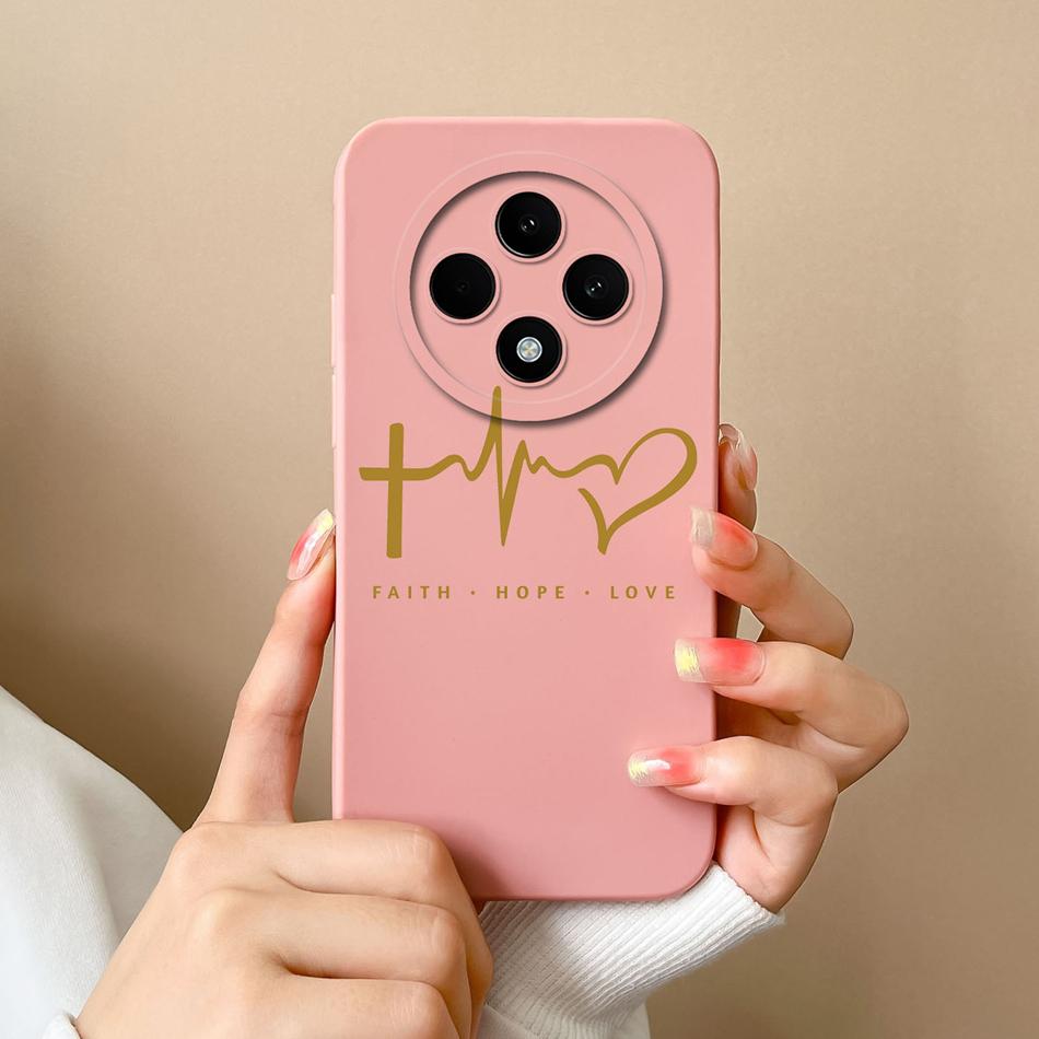 Love Heart Case For Oppo Reno 12F Phone Shell Soft Liquid Silicone Camera Protection Back Cover For Oppo Reno12F 12 F Bumper