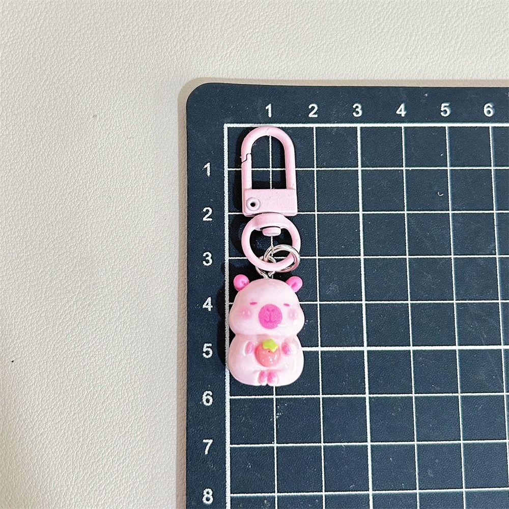 Creative Pink Capybara Keychain Cute Animal Keyring Capybara Bag Hanging  Backpack Decor