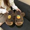 Носите дома теплые пушистые тапочки милый мультяшный медведь оранжевые хлопковые тапочки женские осень-зима 2025