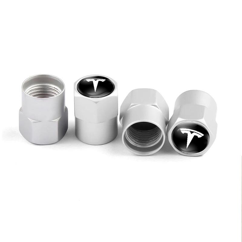 4Pc/set Car Styling 3D Wheel Tire Valve Stem Caps Auto Accessories For Tesla Model 3 Model S Model X Model Y Cybertruck Roadster