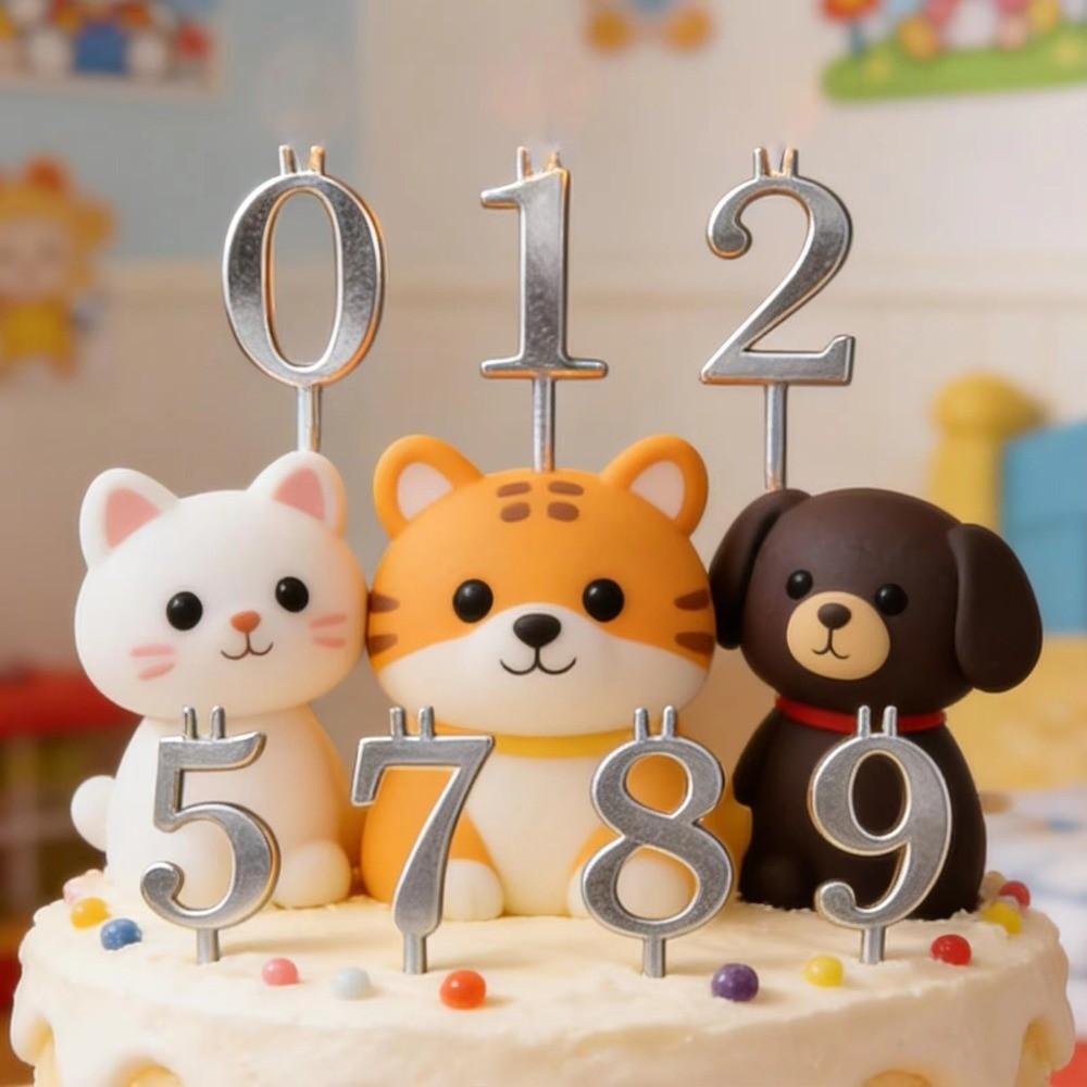 Stainless Steel Number Birthday Candle Holder Reusable Cake Candlestick Anniversaries Event