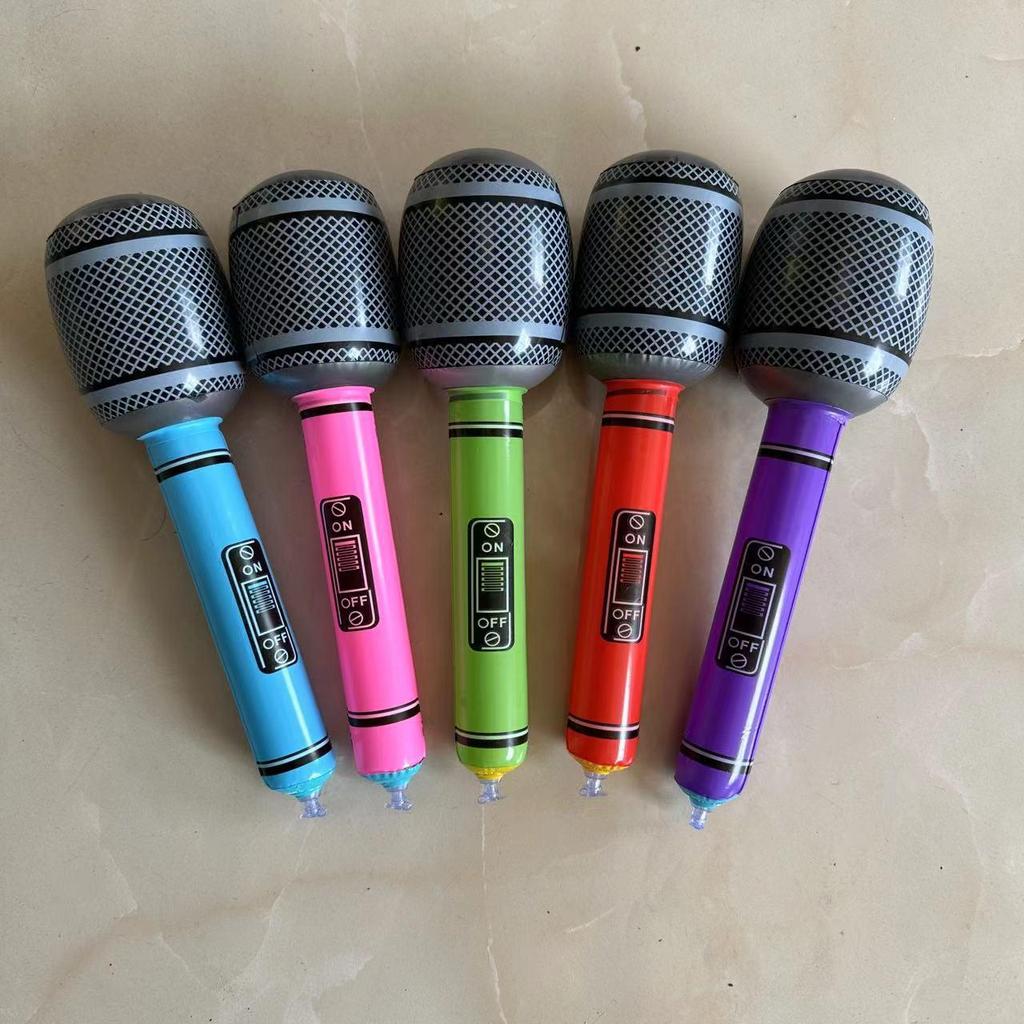 Набор надувных музыкальных инструментов из ПВХ для детей - Гитара и Микрофон, реквизит для сценических вечеринок.