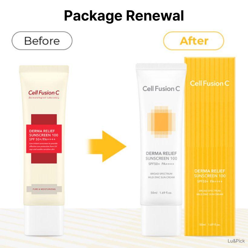 Cell Fusion C Солнцезащитный крем Derma Relief 100 SPF50+ PA++++ 50 мл (+Бесплатный подарок)