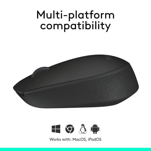 Logitech M170 2.4GHz беспроводная 3-кнопочная оптическая мышь с прокруткой и Nano USB-приемником (черный)