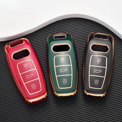 Модный TPU Чехол-Ракушка для Брелока Автомобильного Ключа для A6 A7 A8 E-tron Q5 Q8 C8 D5 Дизайн с Золотым Ободком Защитный Брелок Автоаксессуары