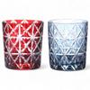 Mizukage Kiriko Pair of Rocks Diamond Red Ink Current Model J-kitchens Glasses, 80xH90mm, 280cc, Pattern, & Blue, Bisho,