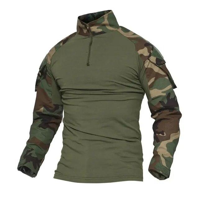 Men's Outdoor Tactical Hiking T-Shirts,Military Army Camouflage Long Sleeve Hunting Climbing Shirt,Male Breathable Sport Clothes