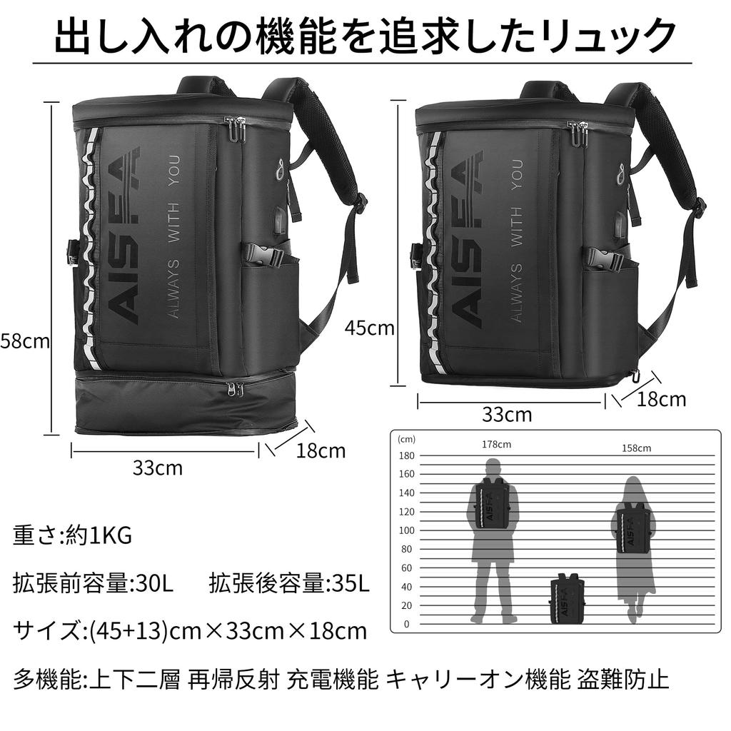 Предотвращение стихийных бедствий 17-дюймовый ПК бизнес-ноутбук 2 слоя расширения большой USB-порт для зарядки на открытом воздухе для мужчин и женщин [AISFA] рюкзак, мужской рюкзак,