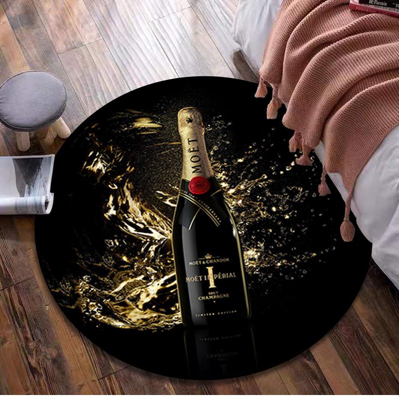 1Pc Moet Chandon champagne Circular Print Rug - home decoration Carpet For Living Room Bedroom Flooring Computer Chair Area Rug