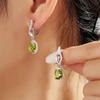 Bolaijewelry Натуральный перидот 7x9 овальный драгоценный камень висячие серебряные серьги с застежкой для женщин женские вечерние свадебные роскошные ювелирные изделия в подарок