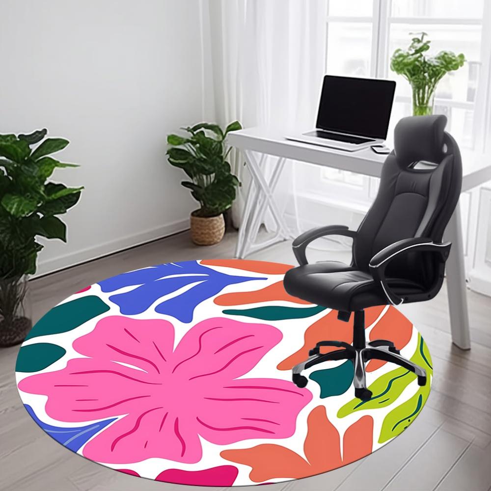 1pc Floral patterned Carpet, Round Non Slip Durable Large Size Office Carpet, Suitable for Office