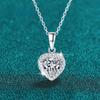 D Color 1ct Heart Shape Moissanite Pendant Necklace Sterling 925 Sterling Sliver Chain Plated 18k White Gold Necklace for Women