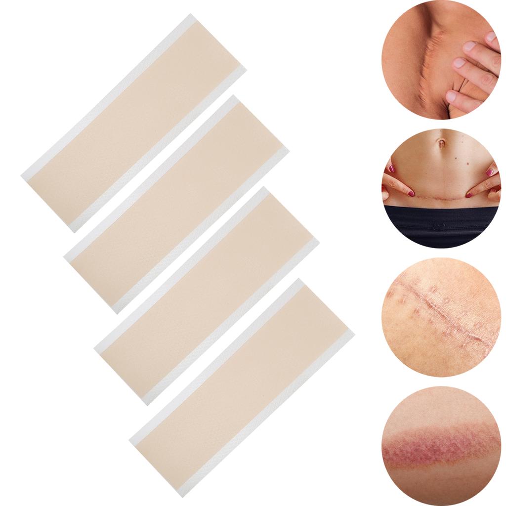 4pcs Silicone Scar Sheets Home Travel Reusable Adhesive Scar Removal Treatment Strips