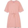 Round Neck Solid Color Fashion Drawstring Elastic Waist Short Sleeve Dress Women Dresses Rose-Pink 670955-24