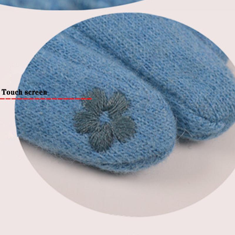 Шерстяные кашемировые перчатки женские теплые с сенсорным экраном зимние повседневные