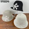 Women's Hat Japanese Style Hollow Thin Breathable Large Bow Fisherman's Hat Spring/Summer Leisure Fisherman Hat