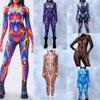 Unisex Cyber Punk 3D Digital Printing Halloween Party Role Play Outfit Women Men Cosplay Costume Carnival Jumpsuit