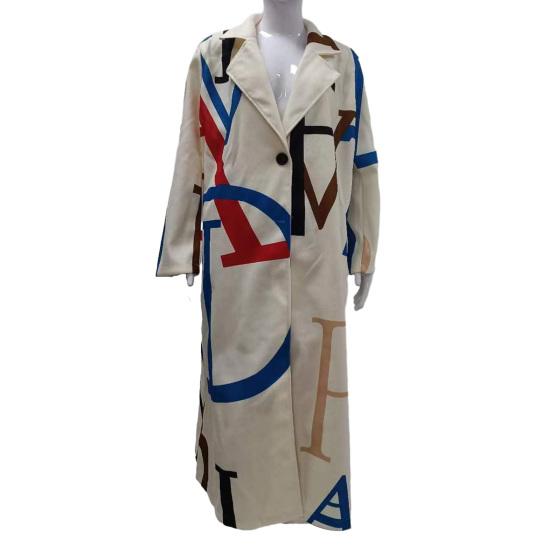 Женское осенне-зимнее длинное шерстяное пальто с лацканами и длинными рукавами, однотонное пальто с принтом на одной пуговице, свободное покрой, офисное женское пальто