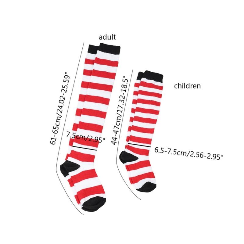 Womens Christmas Thigh High Socks All-matching Striped Stockings Comfortable Knitted Socks Knee High Socks Cosplay Socks