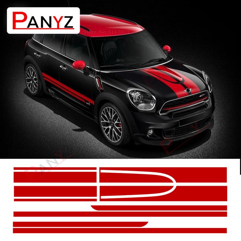 Car Hood Engine Cover Vinyl Trunk Rear Body Kit Decal Side Stripe Skirt Sticker For Mini Cooper Countryman R60 Jcw Accessories
