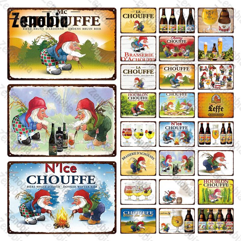Beer Metal Sign Poster Wine Plate Vintage Plaque La Chouffe Metal Poster Wall Stickers Decorative Tin Platesign Bar Pub Decor