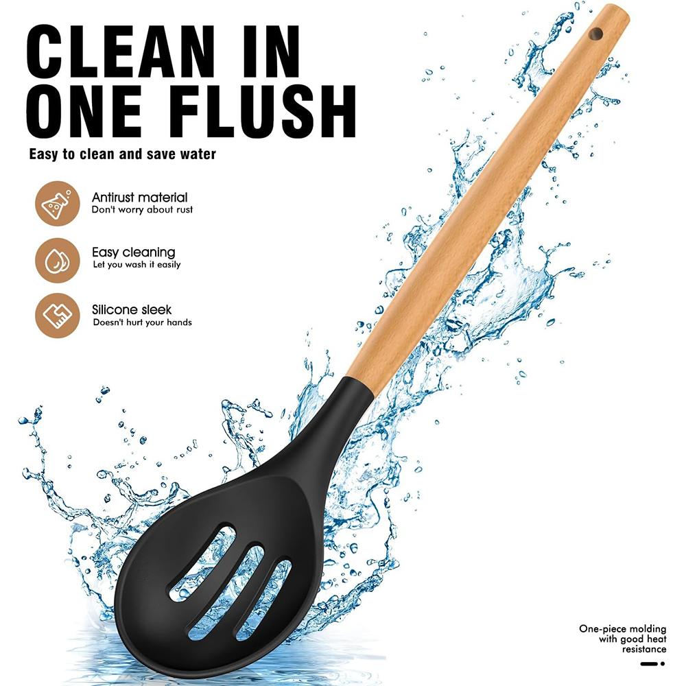 LMETJMA 28 Pcs Silicone Cooking Utensils Kitchen Utensil Set 446°F Heat Resistant Kitchen Gadgets Spatula Set With Holder JT263