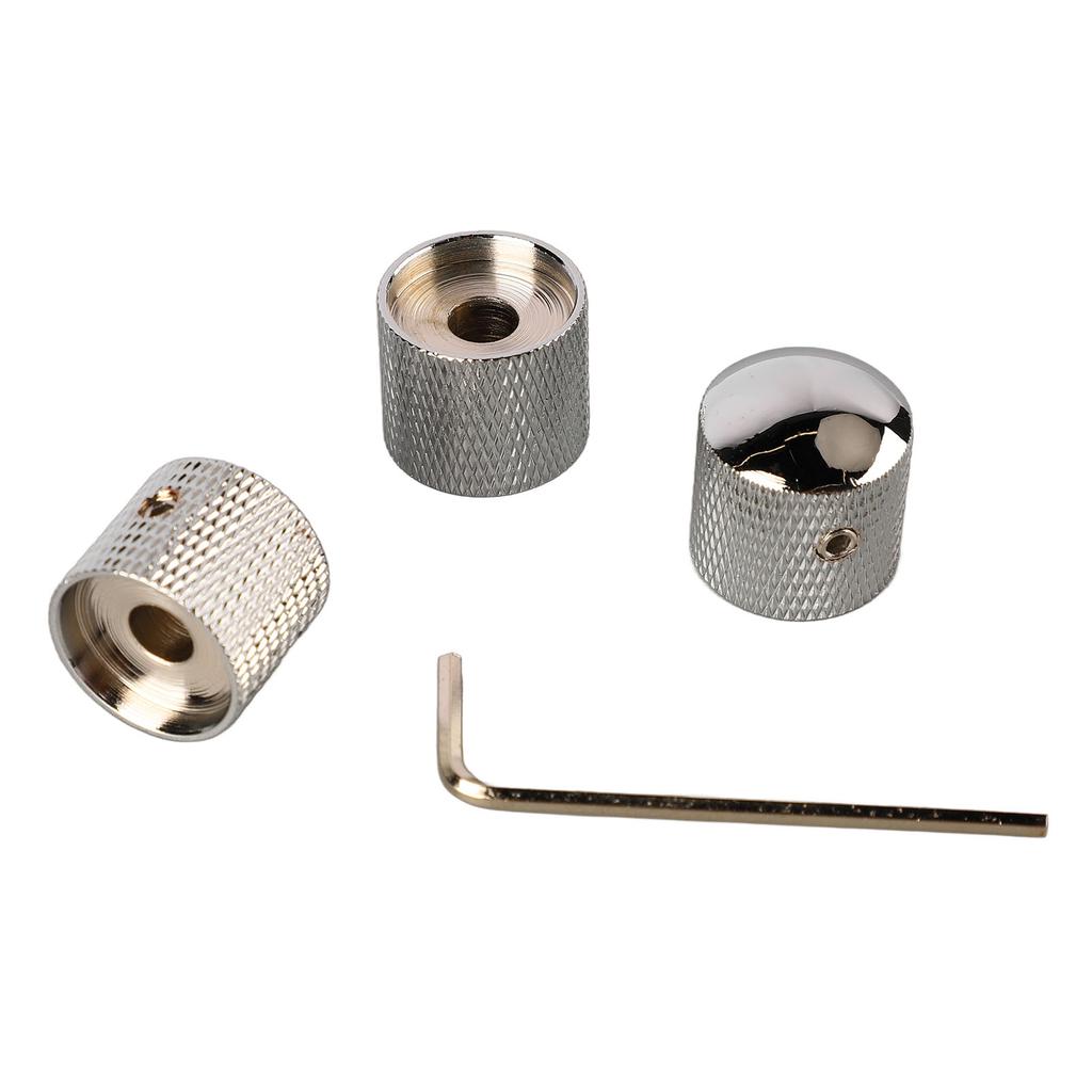 3PCS Guitar Dual Stacked Knobs Tone Control Metal Knob Replacement for Electric Guitar Bass GD105 Chrome