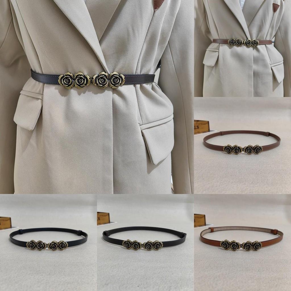 Shape Rose Flowers Buckle Women Leather Waist Belt For Everyday Wear Fashion