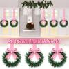 Christmas Kitchen Cabinet Wreath with Ribbon Small Red Berry Window Wreath with Bow for Farmhouse Front Door Christmas Party Decoration