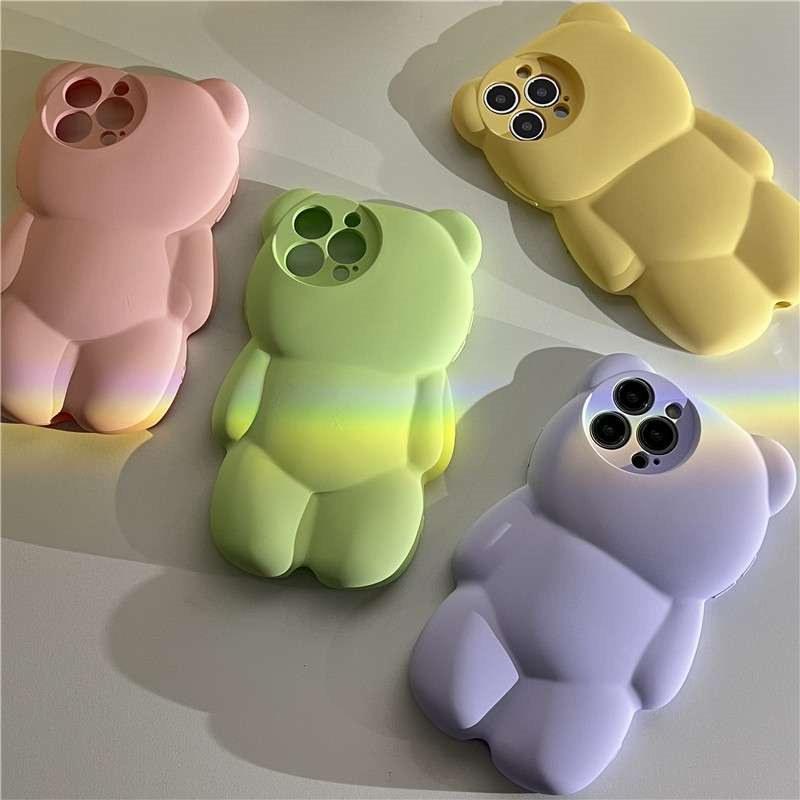Противоударный чехол для телефона Ins с мультяшным 3d медведем для Iphone 13 11 12 Pro Max Xs Max Xr X Xs, силиконовая защита линз, мягкая задняя крышка