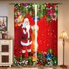 2 шт., красные шторы Санта-Клауса - полузатемняющие - подходят для гостиной, спальни, кухни, украшения дома на праздник