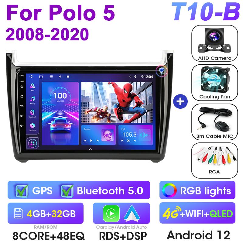 Для Volkswagen VW Polo 5 2008 - 2020 2 Din Android 12 автомобильный стерео радио мультимедиа видеоплеер GPS 4G Carplay Auto DVD DSP WIFI